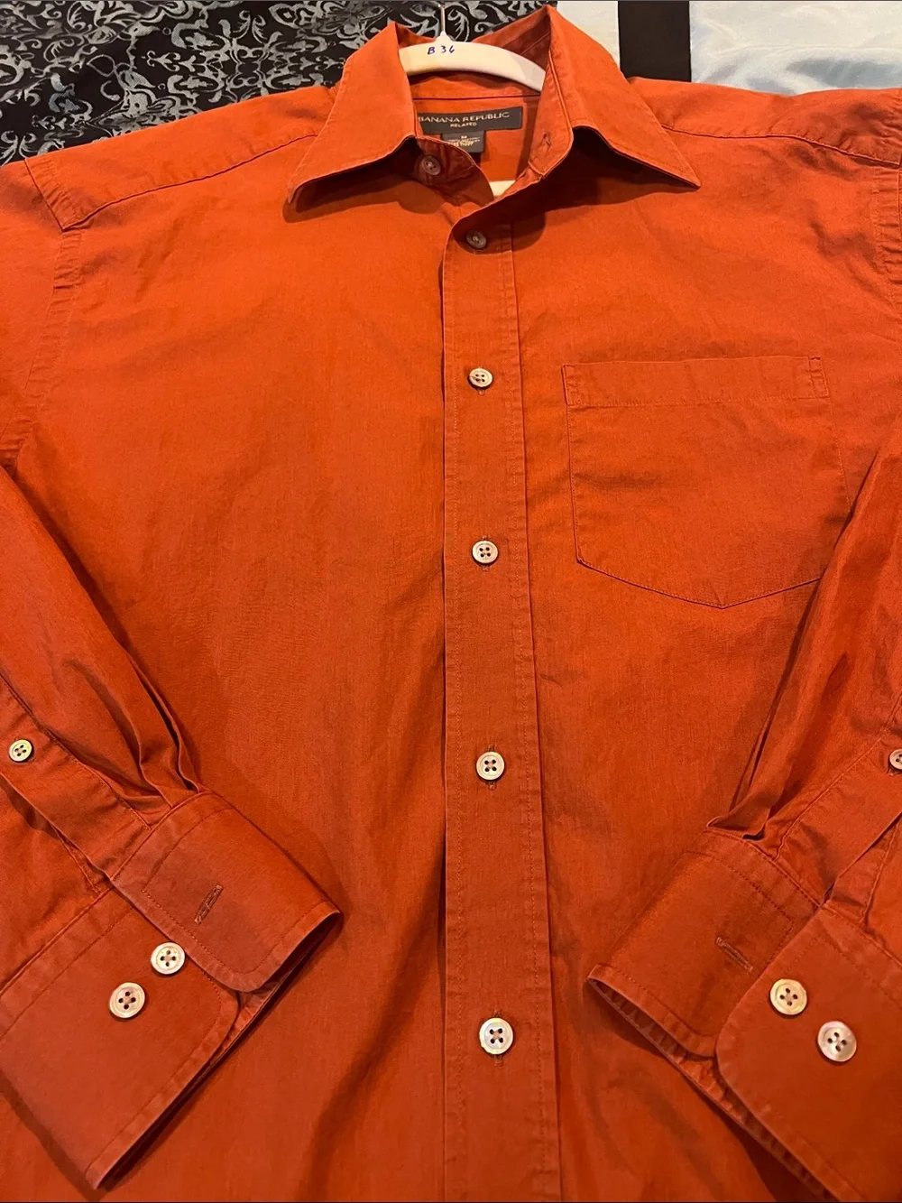 Banana Republic Orange Long-Sleeve Button-Up Dress Shirt
